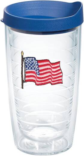 Tervis 1164562 American Flag Insulated Tumbler With Emblem And 16 Ounces Blue Lid