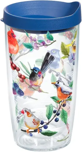 1208409 Tervis Watercolor Songbirds Made In Usa Double Walled Insulated 16 Oz Clear