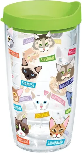 1217077 Tervis Flat Art Cats Made In Usa Double Walled Insulated Tumbler 16 Oz Clear