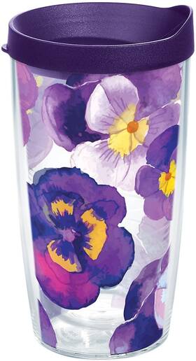 Tervis 1243665 Watercolor Pansy Made In Usa Double Walled Insulated 16 Ounces Clear