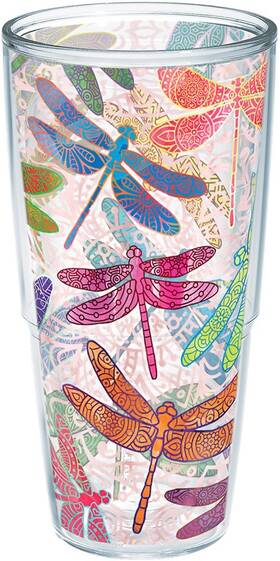 Tervis 1245296 Made In Usa Double Walled Dragonfly Mandala 24 Ounces Classic