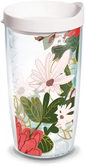 1357433 Tervis Mellow Floral Made In Usa Double Walled Insulated 16 Ounces Clear