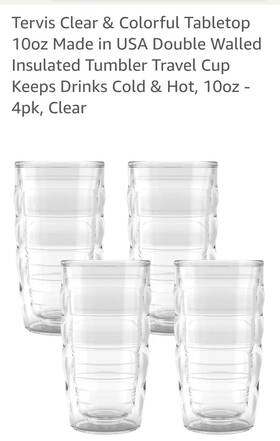 Tervis 1442676 Clear And Colorful Tabletop 10oz Made In Usa Double - 4pk Lids Sold Separa