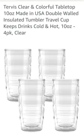 1442676 Tervis Clear And Colorful Tabletop 10oz Made In Usa Double - 4pk Lids Sold Separa