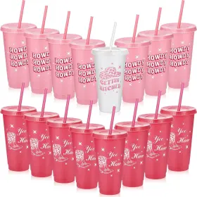 Ew-tessco-2685 Tessco For You 16 Pcs Bridesmaid Cups With Lids And Straws 24 Oz Tumblers Plastic Cu