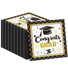 Wp0071 Tevxj Congrats Grad Napkins - 100 Pack Black Graduation Party 3-ply P