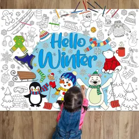 Wp0823 Tevxj Winter Coloring Books For Kids Snowmen Snowflakes Giant Multi Color