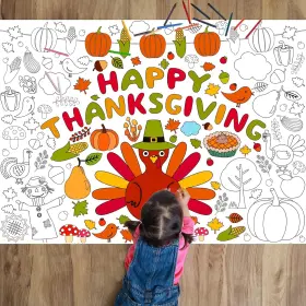 Wp0849 Tevxj Thanksgiving Coloring Posters For Kids Turkey Pumpkin Giant Multi Color