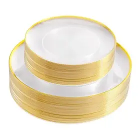 B0963b8xx9 Thalia Liyh 60pcs Clear Plastic Plates - Disposable Gold Heavtyduty Include 30