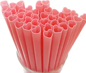 The Best Moon 313051558506 100pcs Heart Shaped Pink Straws Disposable Drinking Cute Straw Individually