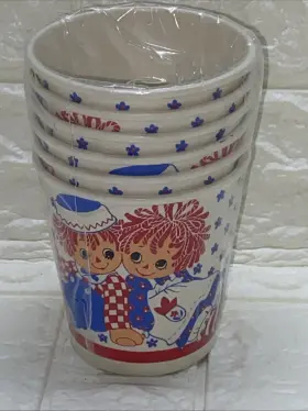 8009 The Bobbs Merrill Co. Inc. Raggedy Ann And Andy 6 Party Drinking Beverage Cups Rare 1974 Co