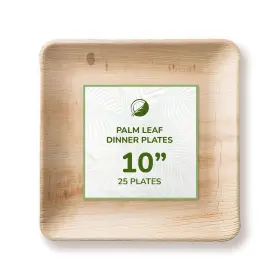 The Clear Conscience 856090008101 Large Palm Leaf Plates Environmentally Disposable Tableware 25 Pieces 10 I