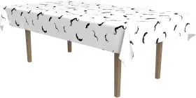 The Company 445049552531 Moustache Tablecover 54 By 108-inch White/black Inch X 108