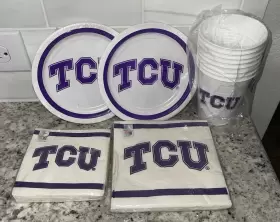 75056 The Da Vinchy Collection Tcu Horned Frogs Ncaa University College Sports Party Set Plates Cups Napkins