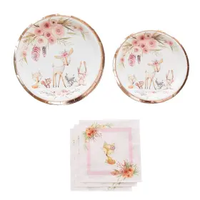 The Enchanted Company 647213166620 Woodland Creatures Baby Shower Stunning Real Rose Gold Foil Serves 16 W