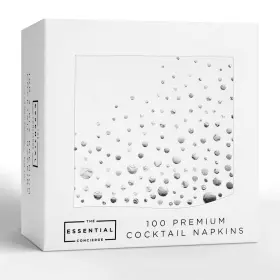 The Essential Concierge 060623560034 Stylish Silver Cocktail Napkins 100 White And Disposable 5x5
