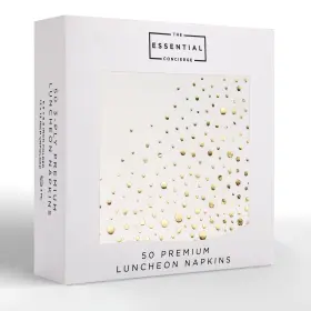The Essential Concierge 060623560072 Stylish White And Gold Napkins For Party - 6.5 X Inch Lunch