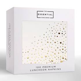 The Essential Concierge 060623560171 100 Pack White And Gold Napkins 3-ply Paper Luncheon Wedding 6.5x6.5 Inch
