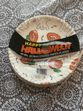 The Fonda Group 070218594028 Vtg Nos Happy Halloween Paper Plates Pumpkins Bats Ghosts Cute 40ct 9 Inch The Fonda Group 070218594028 Vtg Nos Happy Halloween Paper Plates Pumpkins Bats Ghosts Cute 40ct 9 Inch
