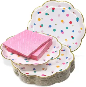 The Joy Bazaar 445033053020 Premium Pink And Gold Party Plates Set - 30 Pack Disposable Napkins