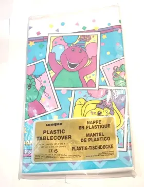 14243 The Lyons Group Vintage Barney Dinosaur And Baby Bop Bj Plastic Table Cloth 54x84ft 1995 Ty