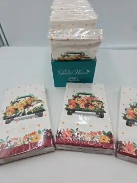 The Pioneer Woman 011179281121 Pumpkin Dot Truck Thanksgiving 24ct 2 Ply Paper Guest Napkins