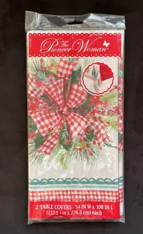 The Pioneer Woman 011179752966 2 Table Covers Christmas Pine Tree 54 Inch X 108