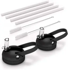 Thesip-lids01 The Sip Straw Lid For Vacuum Insulated Wide Mouth Water Bottles 2 Lids 4 Straws And Br