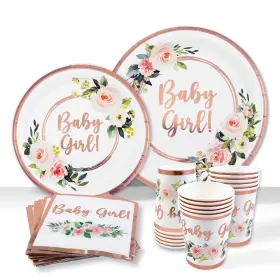 The White Toolbox 638623386937 Baby Shower Tableware Plates And Napkins Girl Decorations 25 Servings