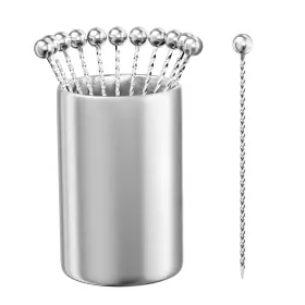 Thecosky 784234578015 Metal Cocktail Picks 12pack Holder Kit 304 Stainless Steel Toothpicks Reusa