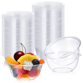 Thenshop-dessert-77 Thenshop 100 Pcs 12 Oz Clear Plastic Bowls Disposable Serving Bulk Transparent I