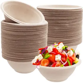 Tiaiidi 709690629569 100 Pack Compostable 8oz Paper Bowls Heavy-duty Quality Natural Disposable Ba