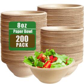 Tiaiidi Dsdf96 200 Pack Compostable Paper Bowls 8 Oz Eco-friendly Sugarcane For Snacks Soup