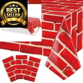Ns-tiamon-295 Tiamon 3 Pcs 108 X 54 Inch Red Brick Tablecloths Sheet