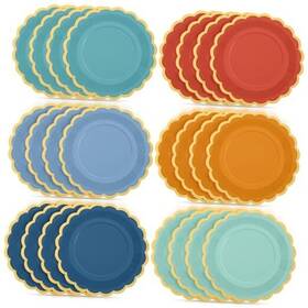Tiangrid Son-tiangrid-1456 Pcs Boho Paper Plates 9 Inch Gradient Scalloped 48 Colorful