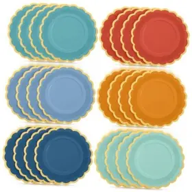 Son-tiangrid-1456 Tiangrid Pcs Boho Paper Plates 9 Inch Gradient Scalloped 48 Colorful