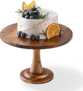 Tdt12wc Tidita Acacia Wood Cake Stand Rustic 12 Inch Wooden Round Stands