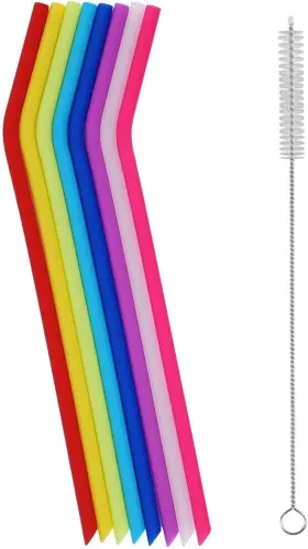 Tifanso 630792877759 8 Pack One Size Multicolor 8pcs Regular Straws 1pcs Cleaning Brushes