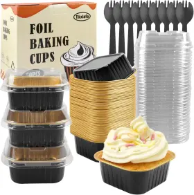 Abc-14 Tikxlafe Aluminium Foil Square Brownie Baking Cups Mini Loaf Pans With Black