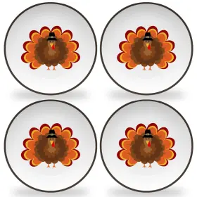 Tiny Expressions 808887200298 - Thanksgiving Plates For Kids With Colorful Turkey Set Of 4