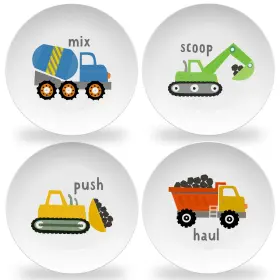 Tiny Expressions 850042490433 Construction Truck Plates For Kids With Colorful Vehicles