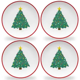 Tiny Expressions 850042490457 Holiday Plates For With Colorful Christmas Tree Set Of 4 Melamine Dishes F