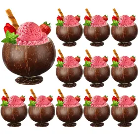 Boo-tioncy-7290 Tioncy 12 Pcs 13.5 Oz Coconut Shell Cups Bulk Hawaiian Party Supplies Polished Natur