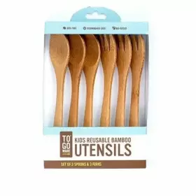 To-go Ware 748252065216 Reusable Bamboo Kids Utensils Forks 6 Count