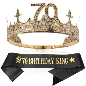 Tobatoba 784099739804 70th Birthday Decorations Men Adjustable King Crown An