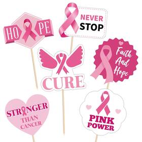 Toicube 784624321061 144pcs Breast Cancer Awareness Picks Cupcake Toppers Pink Ribbon Decoratio