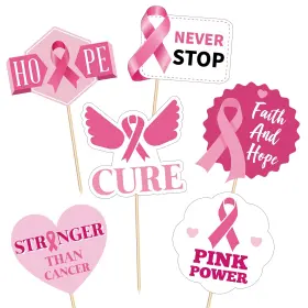 Toicube 784624321061 144pcs Breast Cancer Awareness Picks Cupcake Toppers Pink Ribbon Decoratio