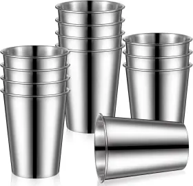 Am555738 Tolare 1 Tqjrcedny 12 Pack Stainless Steel Cups Metal Drinking Glasses Unbreakable And Silver