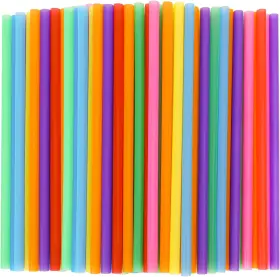 Tomnk 445044524571 120 Pack Smoothie Straws 10.3 Inches Disposable Milkshake Plastic