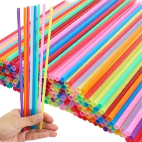 Tomnk 611434239487 300pcs 10.3 Inches Plastic Straws Disposable Colorful-300pack